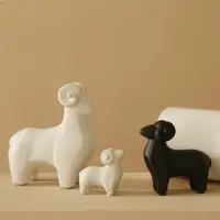 在飛比找樂天市場購物網優惠-北歐陶瓷動物擺件可愛三羊開泰家居小羊羊裝飾品生肖擺飾
