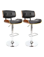 [Artiss] Kitchen Leather Bar Stools x2 in Black