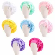 Kids Satin Silk Night Sleep Cap Hair Bonnet Hat Head-Cover Wide Elastic Bands