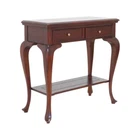 Solid Mahogany Wood Cabriole leg Hall Table With 2 Drawers Antique Style