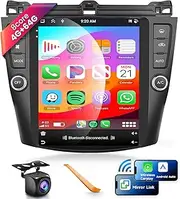 9.7 Inch 4G+64G Car Radio Stereo for Honda Accord 2004 2005 2006 2007, 8 CORE Wireless CarPlay/Android Auto IPS Touch Screen Android 13 GPS WiFi Bluetooth 32-Band DSP HD Backup Camera