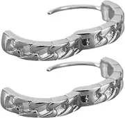 [JEWEDECO] 1 Pair Statement Earrings Earrings for Men Ear Rings Mens Ear Rings Earing Silver Titanium Steel