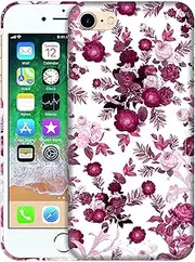 Glisten - iPhone SE 3 2022 Case, iPhone SE 2020 Case, iPhone 7/8 Case - Pink Burgundy Floral Pattern Design Printed Cute Hard Snap on Protective Designer Back Case for iPhone 7/8 / SE 2 / SE 3.