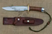 Fixed Blade D2 Steel Handmade Bowie Custom Hunting Survival Stacked Leather Knif