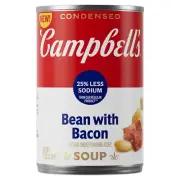 (4 Pack) Campbell’s Condensed 25% Less Sodium Bean with Bacon Soup, 11.25 Ounce