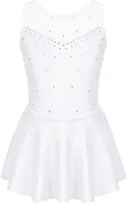 [Yihuimin] Kids Girls Sleeveless Rhinestone Ice Skating Dress Sparkly Ballet Leotard Lyrical Skirts Dresses