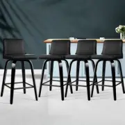 Wide Backrest Swivel Bar Stools Eclectic Kitchen Chairs Padded Seat Black 4Pcs
