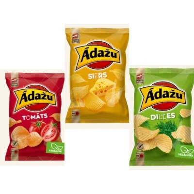 3x Ādažu Latvian chips/ snack/ 3 flavors/ cheese/ dill/ tomato/ 130g x3