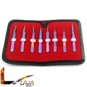 Multi-color Set Of 8 Eyelash Extension Volume Tweezers Beauty Makeup Face Kit