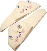 WRITWAA 2pcs Cartoon Fleece Hair Drying Hats for Women Absorbent Head Towels Wrap Lightweight and Travel Friendly for Wet Hair Care and Fast Drying
