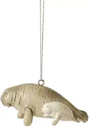 3 Inch Manatee With Baby Christmas Ornament