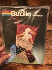 Vintage Bucilla Needlepoint Festive Geese Stocking