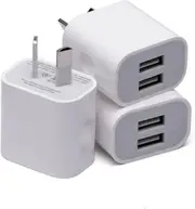 [3 Pack] USB Wall Charger Dual Port AU Plug 3 Pack 5V/2.1A USB Charger Plug Power Adapter