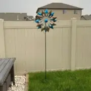 6.5-Foot-Vibrant Blue Dual Direction Garden Wind Spinner – 2 Feet in Diameter