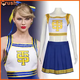現貨Taylor Swift 啦啦隊制服嘻哈舞蹈服裝藍白色啦啦隊服裝萬聖節派對服裝適合高中女生