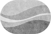 Modern Grey Oval Design Large Carpet Living Room Balcony Sofa Kitchen Decor Floor Mats 90x200cm Ellipse Short Pile Washable Bedside Rugs Small(3.9ft×5.2ft/120×160cm)
