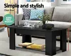 Artiss Lift Up Top Coffee Table Modern Tables Hidden Book Storage Shelf Black