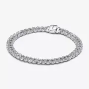 New Genuine Authentic Pandora Timeless Pavé Cuban Chain Bracelet 593008C01-20cm.