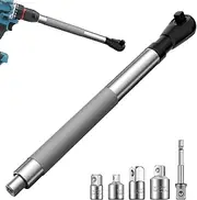 Offset Extension Wrench Impact,Chain Drive Wrench Extender,Electric Ratchet Wrench,with 4 Socket and 1/2‘’ Electric Drill (Silver accessories)