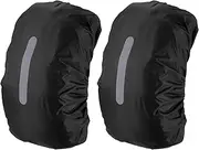 uxcell 65-75L Waterproof Backpack Rain Cover, 2 Pcs Non-Slip Backpack Cover with Vertical Reflective Strap Stay Dry for Hiking, Camping, Hunting, XL, Black/Black