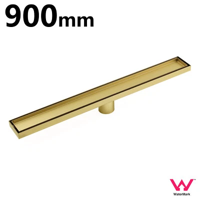 Watermark Brushed Gold 900mm Tile Insert Shower Grate Floor Drain 50mm Outlet