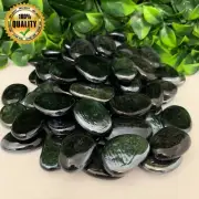 Black / Metallic Oval Glass Pebble Beads for Arts, Craft, Mosaics 40-50mm 450g
