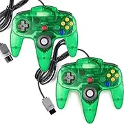2 Pack Classic Controller for N64 Gaming, miadore Wired Retro Game Pad Joystick Remote Joypad for N64 Video Game System N64 Console - Jungle Green