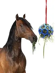 Horse Hay Feeder Treat Ball - Hanging Hay Feeder Toy Ball | Stable Hanging Feeding Toy for Horse, Goat, Sheep - Relieves Stress, Keeps Animals Entertained, Durable & Safe Material, Perfect for Stall,