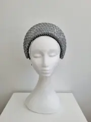 Miss Madeline. Womens Silver straw halo headband fascinator w rhinestone overlay