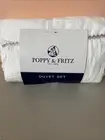 Poppy & Fritz Alice Embroidery Aqua Pink White King Duvet 104x98 in 100% Cotton