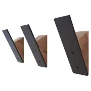 Wall Coat Hook Rack - Set of 3 - Black Walnut Wood Black Metal Decorative Hat