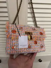 NWT KKurt Geiger Medium Brixton Tweed Lock Shoulder Bag in Pink