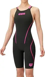 [arena] Women's Swimsuit Racing One-Piece Spats (Open Back, Half Leg), Black x