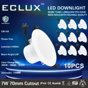 10Pack LED Downlight Dimmable Tri Colour Ceiling Light Day Light Flat 70mm 7W