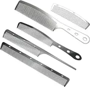 5 Pcs Anti-Static Metal Barber Combs Stainless Steel Hair Comb Cutting Hair Styling Hairdressing Comb Set for Men Women Salon (S1)