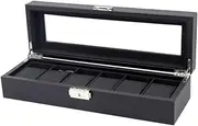 [CFZSALK] Watch Box Watch Holder Watch Display Storage Box Clear Display Top Carbon Fiber Design Metal Buckle 6 Slots Watch Box Case Watch Case KeYJ