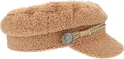 [MOBUTOFU] 1Pc Stylish Octagonal Warm Hat Lightweight Lambwool Material Versatile Outdoor Decorative Cap for Cold Weather Fashion Comfort Beige