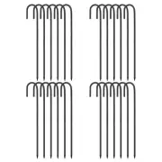 24 Pcs 16" Rebars Stakes, J Hook Ground Stakes, Steel Tent Stake, Black