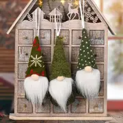 Faceless Gnome Christmas Ornaments Handmade Elf Plush Ornaments Xmas Tree Hanging Decorative Santa Elf -Green
