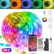 100ft 65ft LED Strip Lights 5050 RGB Bluetooth Color Change Remote for Rooms Bar