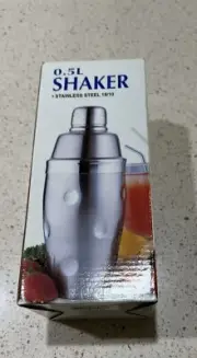 Cocktail Shaker, Stainless Steel .5 Ltr Mixer Drink Bartender New