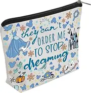 WZJHCL Princess Quotes Makeup Pouch Bag Cinderella Cosmetic Kit Bag They Can't Order Me To Stop Dreaming, Dreaming, Fashion