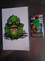 Creature from the Black Lagoon Enamel Pin Glows In Dark & 5.5 x 8.5 Print