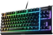 SteelSeries Apex 3 TKL Compact Whisper Quiet IP32 Water & Dust-Resistant Gami...