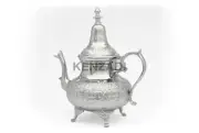 XXL Moroccan Handmade Tea Pot Handmade Serving 12 Cups Brass Silver Plated Fez