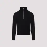 [Tom Ford] Tom Ford-Black Half Zip Wool Sweater-Uomo 52 IT
