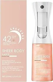 Sheer Body Mist Sunscreen-Spf 42, Ultra-Lightweight Fine Body Mist Sunscreen, Infused with Shimmering Oil, Hydrating, Lightweight, Fast-Absorbing, for All Skin Types (1PC)