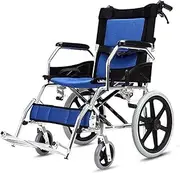 Foldable Lightweight Wheelchair, Ultralight Transit Wheelchair, Brake on Handles, Travel Wheelchair for Disabled and Seniors, Footrest, Armrests, Lightweight, Orthopaedic, Seat 44.5cm