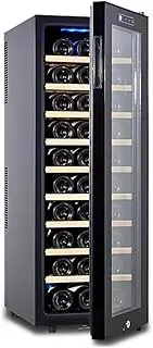 TT-YED Single Zone Wine Cellar, 10-18°C Digital Temperature Controlled Glass Door Refrigerator, Chip Cooling System, 18-30 Bottle Professional Wine Freezer, Home Bar Beverage Cooler,F