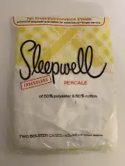 Vintage 2 Sleepwell Percale Pillow Cases Yellow Gingham Irregulars 42x36 NOS USA